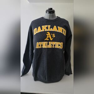 Oakland A’s Athletics Sweatshirt – Majestic Brand – Size Large – Gray & Yellow
